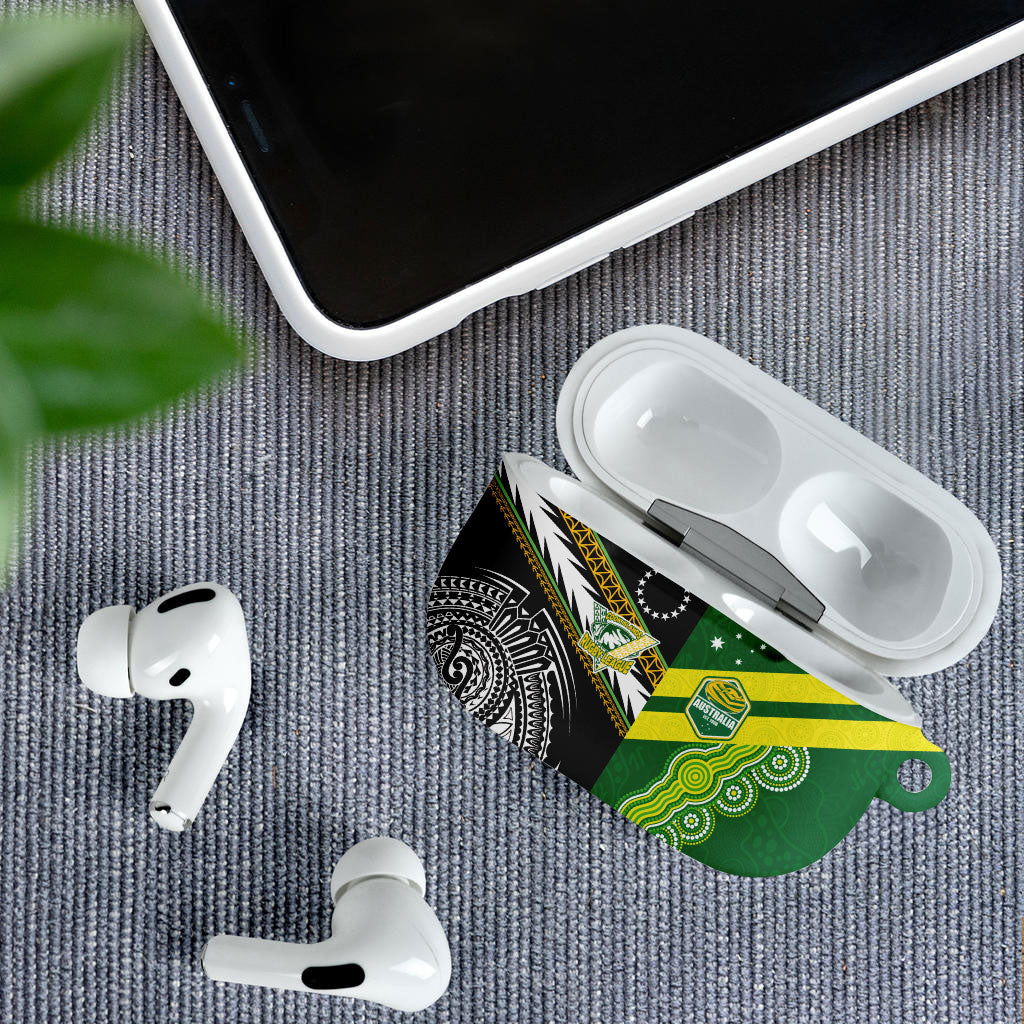 Rugby Cook Islands and Australia AirPods Case Tatau Tribal with Aboriginal Chevron Sport Style