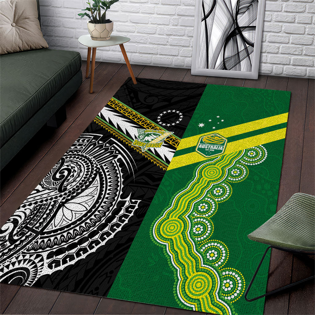 Rugby Cook Islands and Australia Area Rug Tatau Tribal with Aboriginal Chevron Sport Style