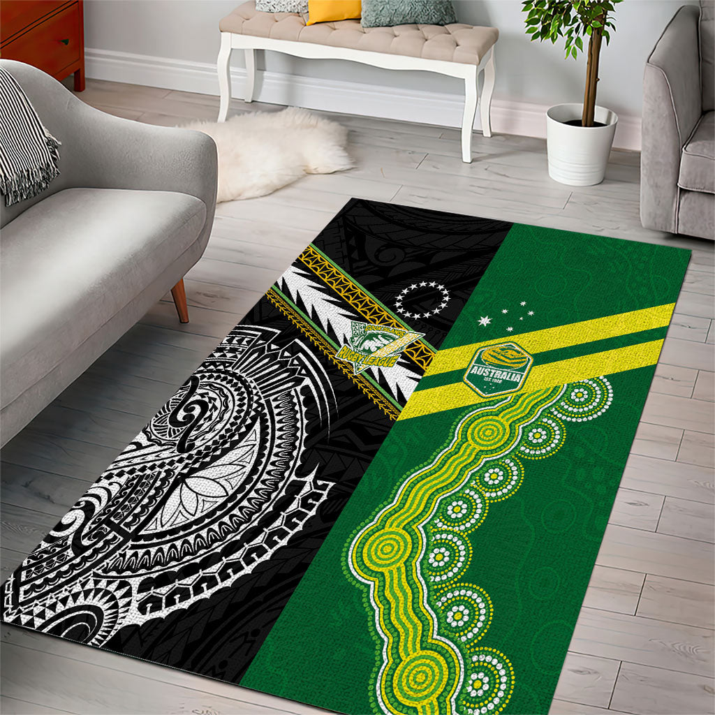Rugby Cook Islands and Australia Area Rug Tatau Tribal with Aboriginal Chevron Sport Style