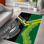 Rugby Cook Islands and Australia Area Rug Tatau Tribal with Aboriginal Chevron Sport Style