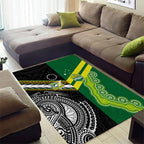 Rugby Cook Islands and Australia Area Rug Tatau Tribal with Aboriginal Chevron Sport Style