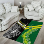Rugby Cook Islands and Australia Area Rug Tatau Tribal with Aboriginal Chevron Sport Style