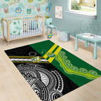 Rugby Cook Islands and Australia Area Rug Tatau Tribal with Aboriginal Chevron Sport Style