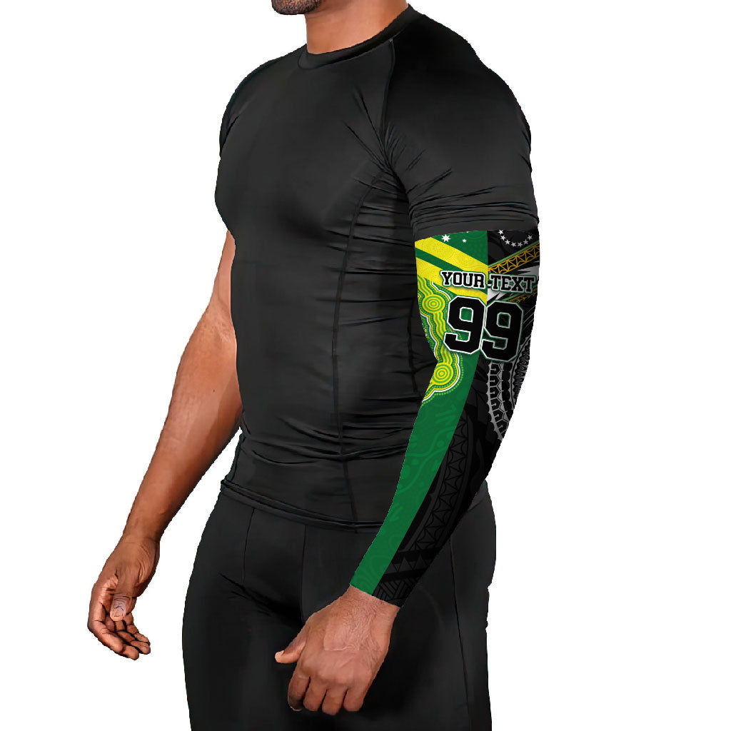 Custom Rugby Cook Islands and Australia Arm Sleeves Tatau Tribal with Aboriginal Chevron Sport Style