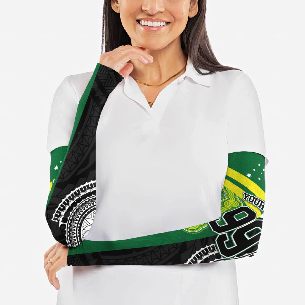 Custom Rugby Cook Islands and Australia Arm Sleeves Tatau Tribal with Aboriginal Chevron Sport Style