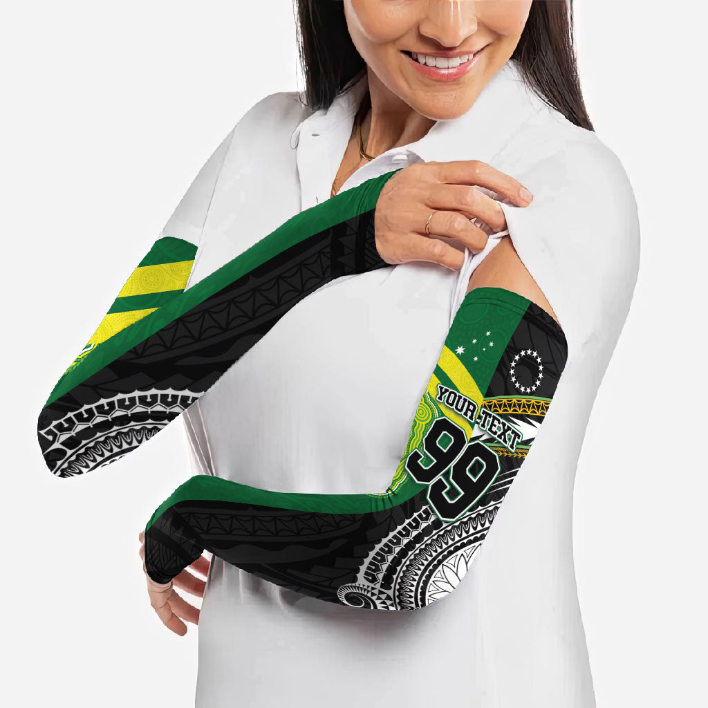 Custom Rugby Cook Islands and Australia Arm Sleeves Tatau Tribal with Aboriginal Chevron Sport Style