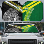 Rugby Cook Islands and Australia Auto Sun Shade Tatau Tribal with Aboriginal Chevron Sport Style