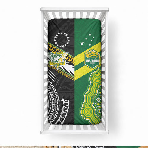 Rugby Cook Islands and Australia Baby Bed Cover Tatau Tribal with Aboriginal Chevron Sport Style