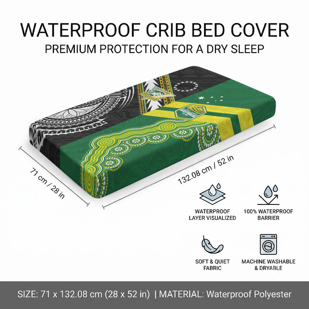 Rugby Cook Islands and Australia Baby Bed Cover Tatau Tribal with Aboriginal Chevron Sport Style