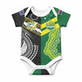 Custom Rugby Cook Islands and Australia Baby Onesie Tatau Tribal with Aboriginal Chevron Sport Style