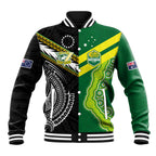 Custom Rugby Cook Islands and Australia Baseball Jacket Tatau Tribal with Aboriginal Chevron Sport Style