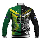 Custom Rugby Cook Islands and Australia Baseball Jacket Tatau Tribal with Aboriginal Chevron Sport Style
