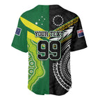 Custom Rugby Cook Islands and Australia Baseball Jersey Tatau Tribal with Aboriginal Chevron Sport Style