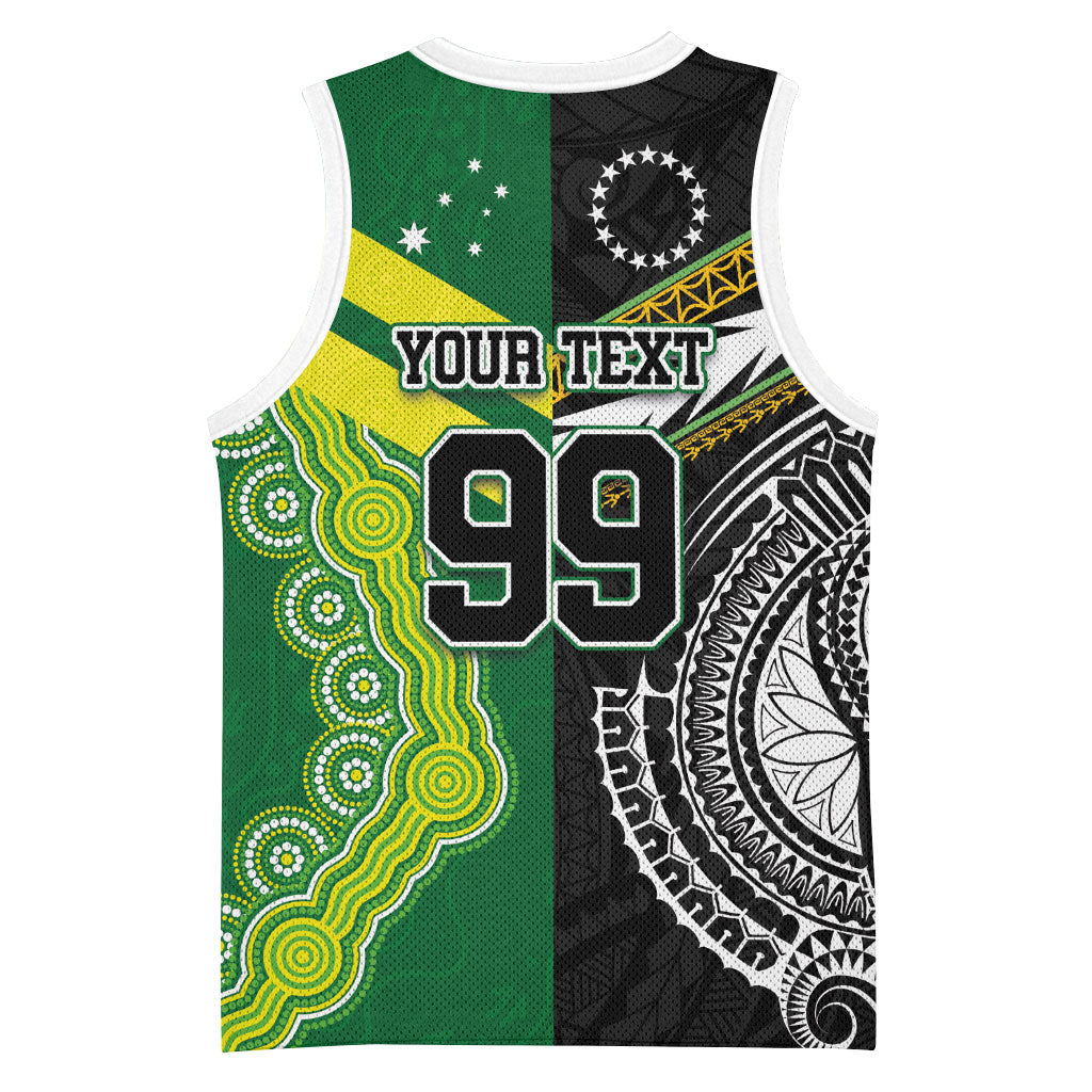 Custom Rugby Cook Islands and Australia Basketball Jersey Tatau Tribal with Aboriginal Chevron Sport Style