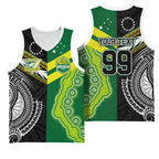 Custom Rugby Cook Islands and Australia Basketball Jersey Tatau Tribal with Aboriginal Chevron Sport Style
