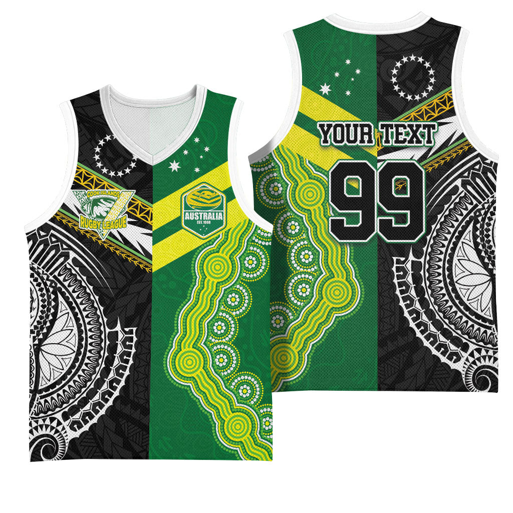Custom Rugby Cook Islands and Australia Basketball Jersey Tatau Tribal with Aboriginal Chevron Sport Style