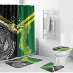 Rugby Cook Islands and Australia Bathroom Set Tatau Tribal with Aboriginal Chevron Sport Style