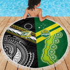 Rugby Cook Islands and Australia Beach Blanket Tatau Tribal with Aboriginal Chevron Sport Style