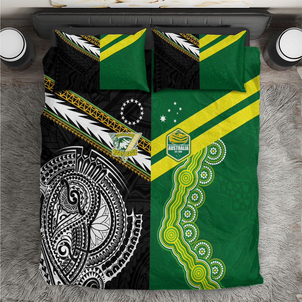 Rugby Cook Islands and Australia Bedding Set Tatau Tribal with Aboriginal Chevron Sport Style