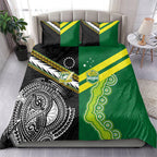 Rugby Cook Islands and Australia Bedding Set Tatau Tribal with Aboriginal Chevron Sport Style
