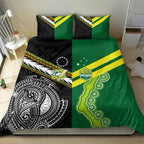Rugby Cook Islands and Australia Bedding Set Tatau Tribal with Aboriginal Chevron Sport Style