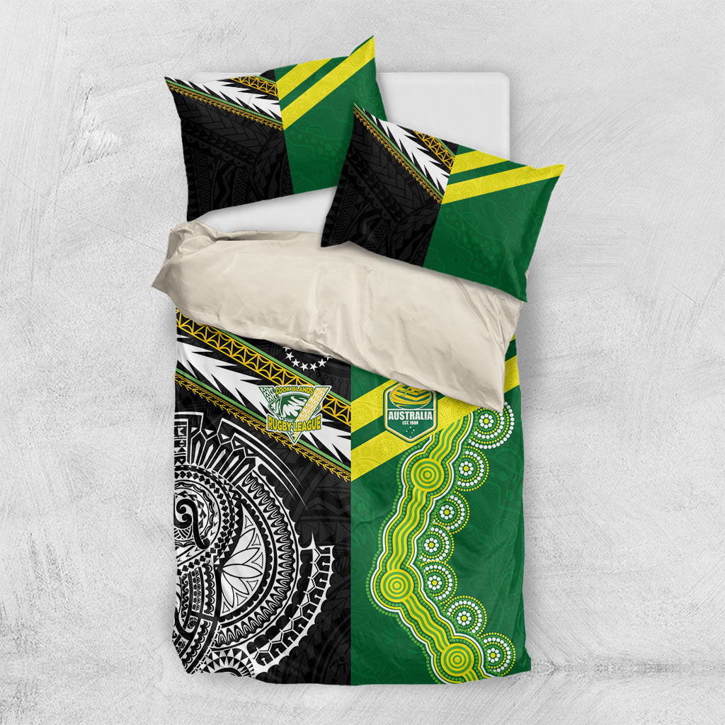 Rugby Cook Islands and Australia Bedding Set Tatau Tribal with Aboriginal Chevron Sport Style