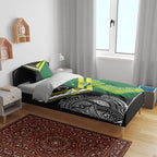 Rugby Cook Islands and Australia Bedding Set Tatau Tribal with Aboriginal Chevron Sport Style