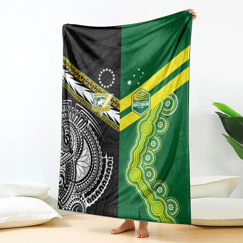 Rugby Cook Islands and Australia Blanket Tatau Tribal with Aboriginal Chevron Sport Style
