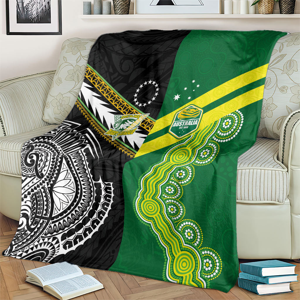 Rugby Cook Islands and Australia Blanket Tatau Tribal with Aboriginal Chevron Sport Style