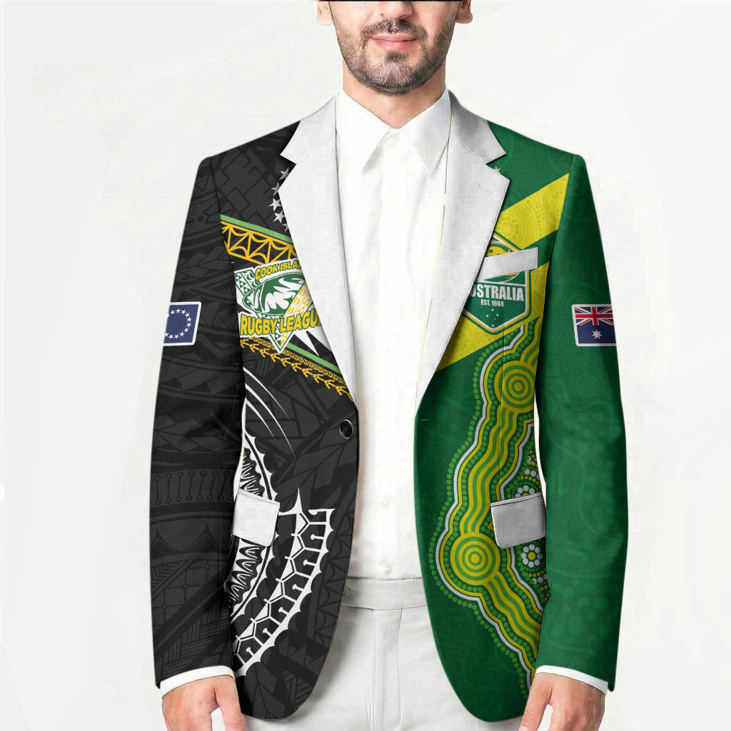 Custom Rugby Cook Islands and Australia Blazer Tatau Tribal with Aboriginal Chevron Sport Style