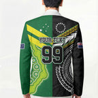 Custom Rugby Cook Islands and Australia Blazer Tatau Tribal with Aboriginal Chevron Sport Style