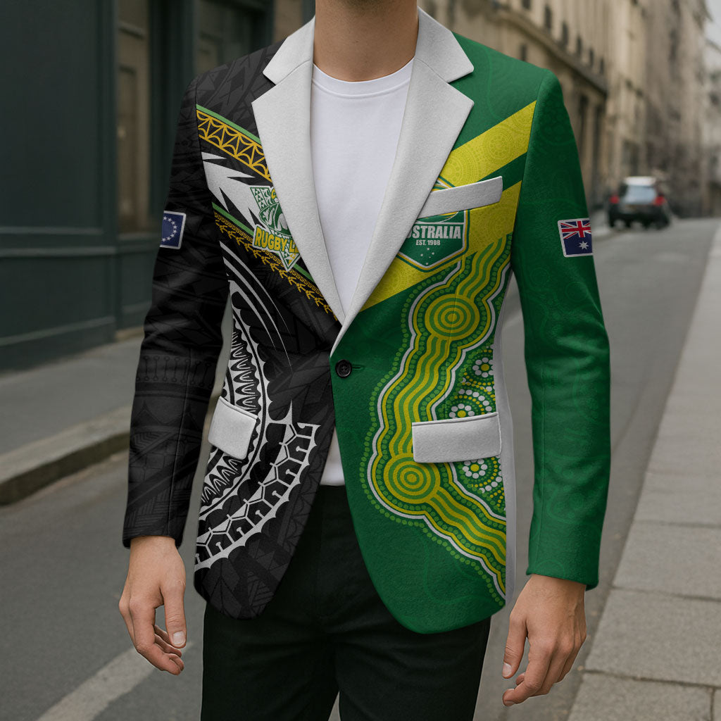 Custom Rugby Cook Islands and Australia Blazer Tatau Tribal with Aboriginal Chevron Sport Style