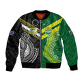 Custom Rugby Cook Islands and Australia Bomber Jacket Tatau Tribal with Aboriginal Chevron Sport Style