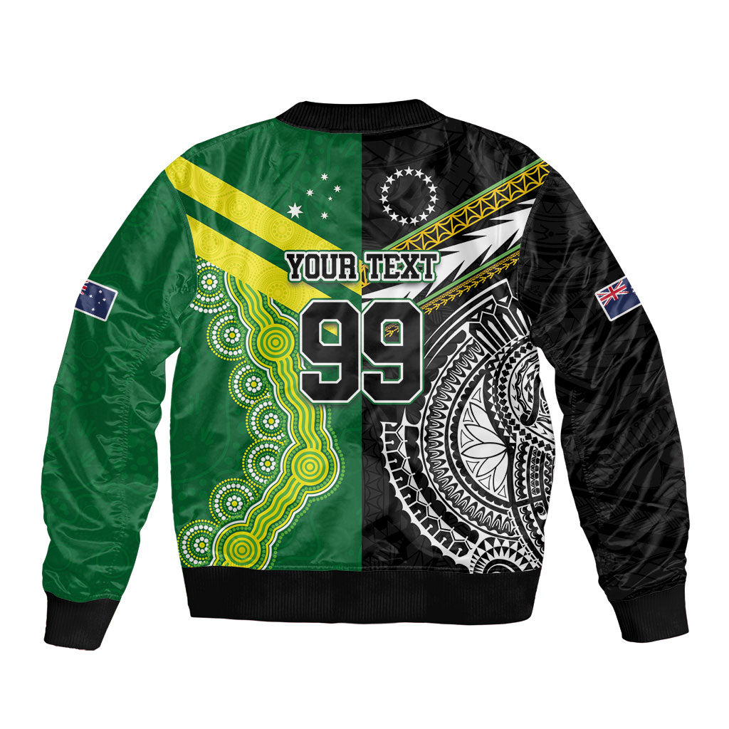 Custom Rugby Cook Islands and Australia Bomber Jacket Tatau Tribal with Aboriginal Chevron Sport Style