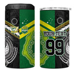 Custom Rugby Cook Islands and Australia 4 in 1 Can Cooler Tumbler Tatau Tribal with Aboriginal Chevron Sport Style