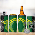 Custom Rugby Cook Islands and Australia 4 in 1 Can Cooler Tumbler Tatau Tribal with Aboriginal Chevron Sport Style