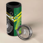 Custom Rugby Cook Islands and Australia 4 in 1 Can Cooler Tumbler Tatau Tribal with Aboriginal Chevron Sport Style