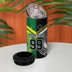 Custom Rugby Cook Islands and Australia 4 in 1 Can Cooler Tumbler Tatau Tribal with Aboriginal Chevron Sport Style