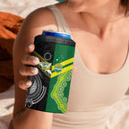 Custom Rugby Cook Islands and Australia 4 in 1 Can Cooler Tumbler Tatau Tribal with Aboriginal Chevron Sport Style