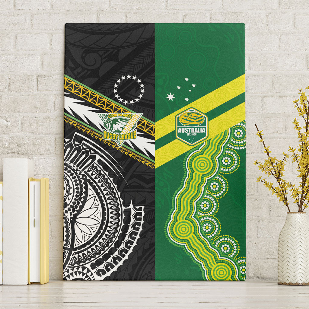 Rugby Cook Islands and Australia Canvas Wall Art Tatau Tribal with Aboriginal Chevron Sport Style