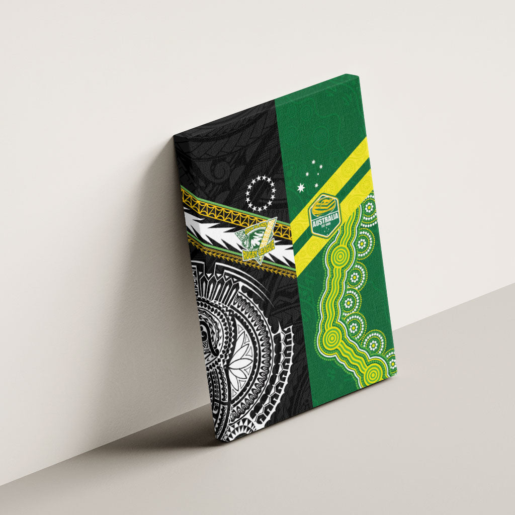 Rugby Cook Islands and Australia Canvas Wall Art Tatau Tribal with Aboriginal Chevron Sport Style