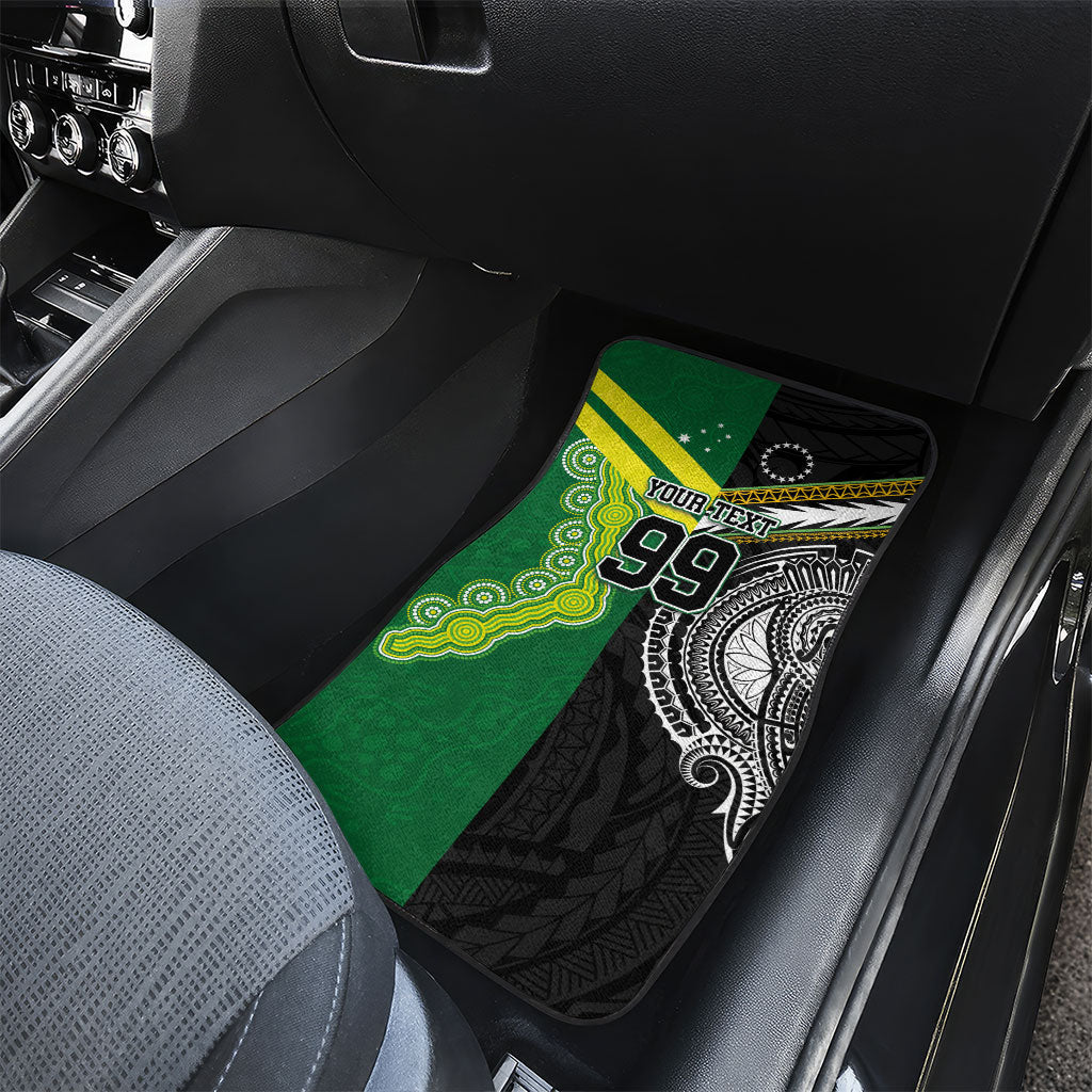 Custom Rugby Cook Islands and Australia Car Mats Tatau Tribal with Aboriginal Chevron Sport Style