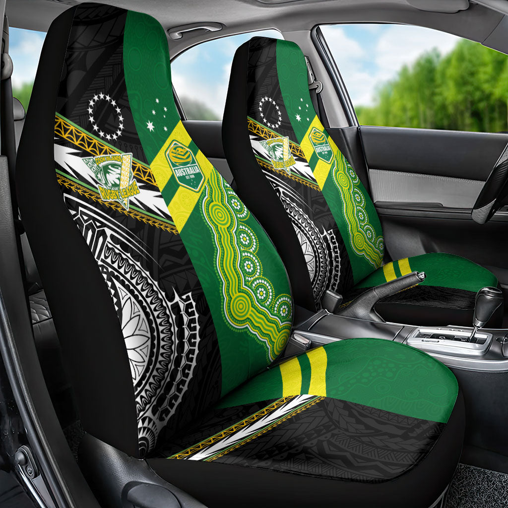 Rugby Cook Islands and Australia Car Seat Cover Tatau Tribal with Aboriginal Chevron Sport Style