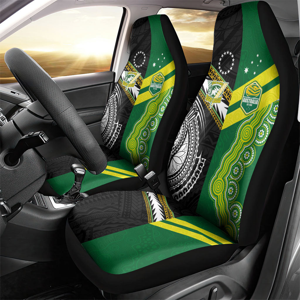 Rugby Cook Islands and Australia Car Seat Cover Tatau Tribal with Aboriginal Chevron Sport Style