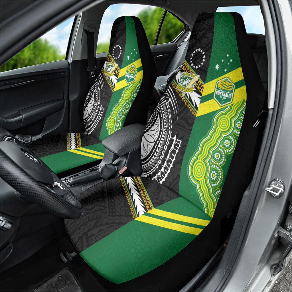 Rugby Cook Islands and Australia Car Seat Cover Tatau Tribal with Aboriginal Chevron Sport Style