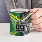 Custom Rugby Cook Islands and Australia Ceramic Mug Tatau Tribal with Aboriginal Chevron Sport Style