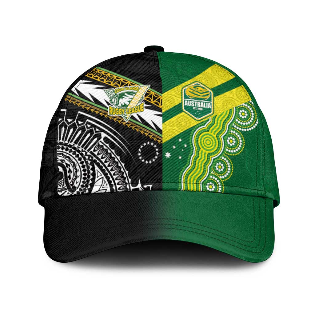 Cook Islands and Australia Rugby Classic Cap Tatau Tribal with Aboriginal Chevron Sport Style
