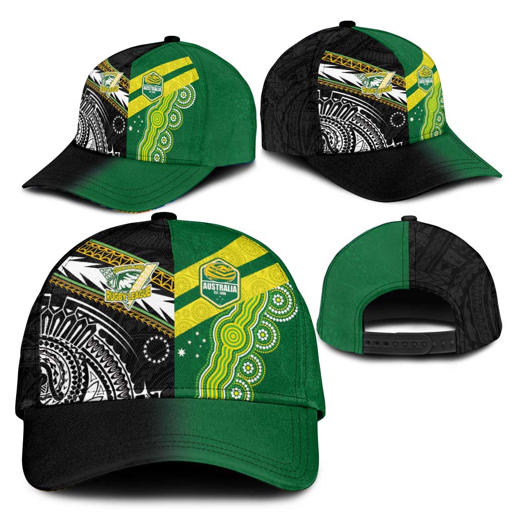 Cook Islands and Australia Rugby Classic Cap Tatau Tribal with Aboriginal Chevron Sport Style