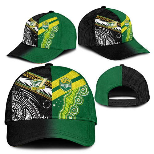 Cook Islands and Australia Rugby Classic Cap Tatau Tribal with Aboriginal Chevron Sport Style
