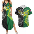 Custom Rugby Cook Islands and Australia Couples Matching Summer Maxi Dress and Hawaiian Shirt Tatau Tribal with Aboriginal Chevron Sport Style